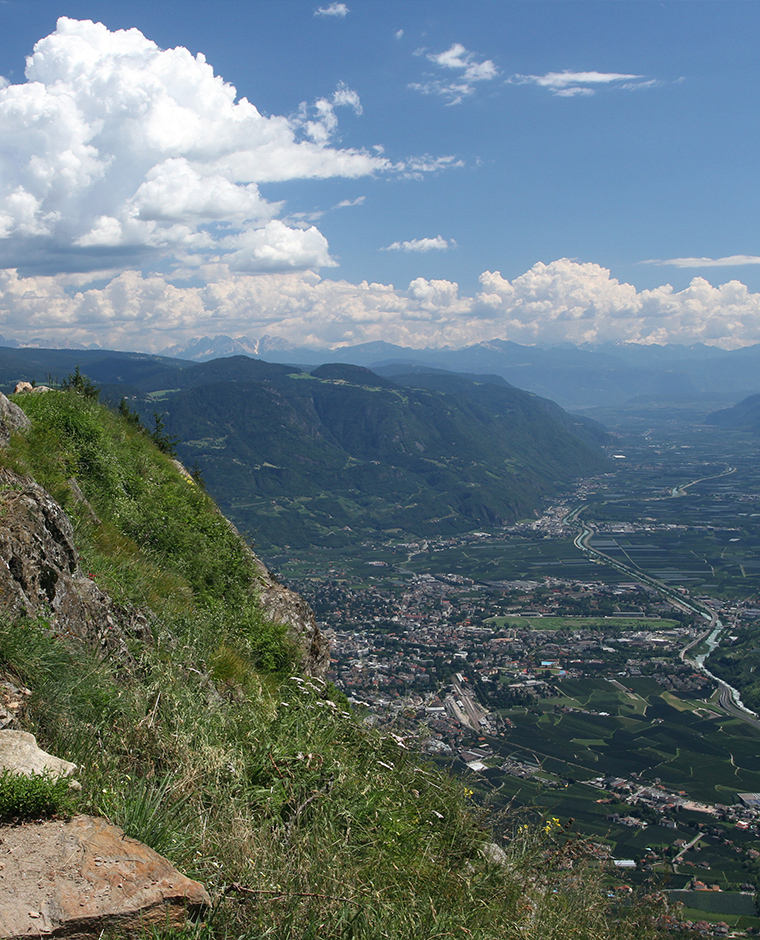 Blick nach Meran und Umgebung vom Meraner Höhenweg aus