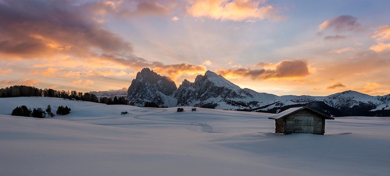 L'alba all'Alpe di Siusi in Alto Adige